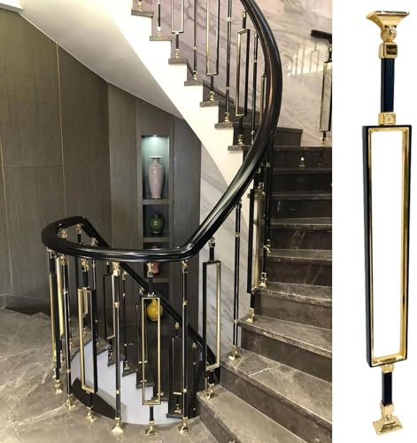 Balustres d'escalier en aluminium noir et or, 37,4 pouces, réglables, for usage intérieur/extérieur(1Pack)
