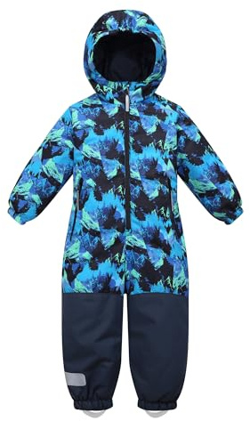 Owntop Schneeanzug Kinder Unisex, Schneeoverall Mädchen Jungen, Winddicht Wasserdicht Skianzug mit Kapuze Reißverschluss (Hellblau Tarnung,116)