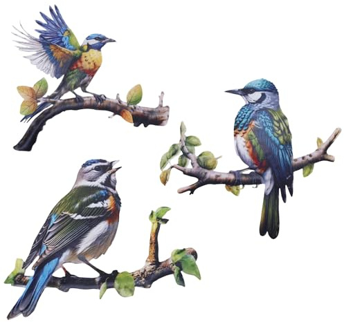 lasuroa 3stk 2025 Kolibri-Wanddekoration aus Metall, Farbenfrohe Gartenvogel-Dekoration für Terrasse Veranda Zaun und Wanddekoration für Drinnen und Draußen