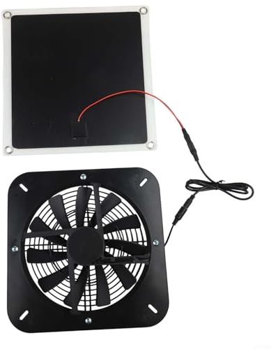 HavenDomicile Ventola di ventilazione a pannello solare, 15 W, 18 V, 25,4 cm, a basso rumore, per serre, pollai, capannoni, finestre (nero)