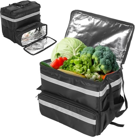 Lebensmittellieferungsrucksack,Isolierte Lebensmitteltaschen,wasserdicht | Isolierter Pizza-Rucksack mit Reflektorstreifen, geeignet für Fahrradlieferungen, Camping, Strand und andere Gelegenheiten