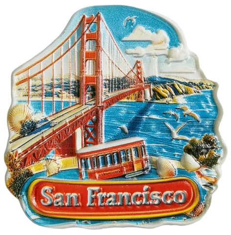 San Francisco California USA Reise-Souvenir 3D-Kühlschrankmagnet Stadt Sehenswürdigkeiten Kühlschrank dekorative Magnete dreidimensionale Dekoration für Zuhause und Küche
