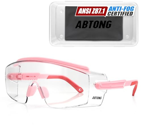 abtong Sicherheits-Überbrille, mit beschlagfrei und kratzfest Gläsern, Verstellbaren Bügeln ANSI Z87.1 Certified für Labor & Industriell
