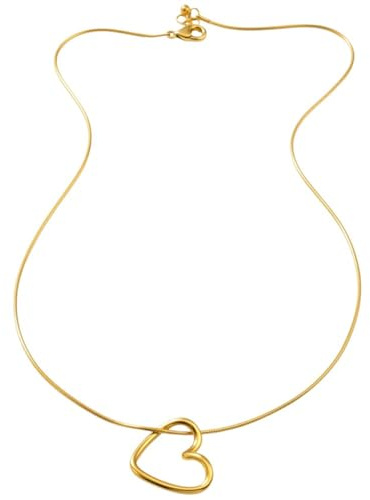 Sanixa Karma NH11440628 Halskette Damen Herz Gold 40 cm Kette Edelstahl Herzkette für Frauen modern Damenhalskette Wasserfest & Antiallergisch Geschenk für sie (Gold)