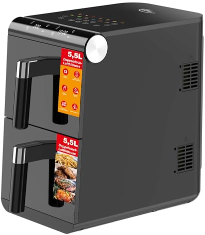 Elta XXL Airfryer 11 Liter Dual Zone – Doppel Heißluftfritteuse mit 2 Körben & 2 Etagen, Digital, Ölfrei