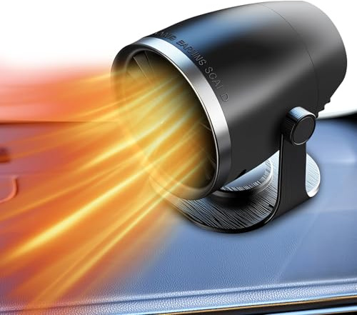 HUAJUN Tragbar Auto Heizung, 12V Autoheizung Frontscheibenheizung Windschutzscheiben Defroster mit Zigarettenanzünder, 360° Rundum-Luftversorgung,für Auto Windschutzscheibe Defroster