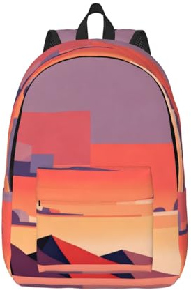 HGIUYDRD Perlendruck, Bohemian-Reiserucksack, niedlicher Rucksack mit interessanten Mustern für Arbeit und Reisen, Geometrische Dämmerungslandform, M