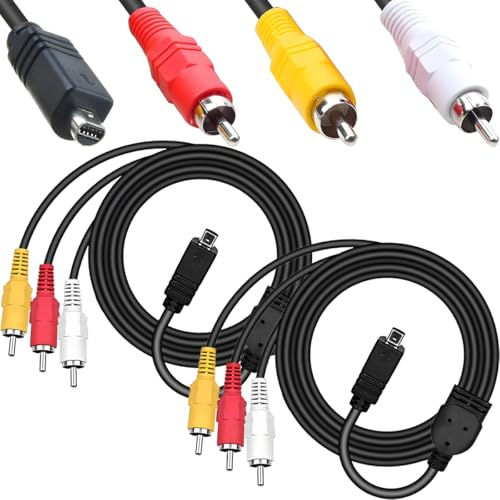 HAAMNING7 2 Pcs Audio Video Cable for Sony Handycam Camcorder 10 Pin VMC-15FS AV TV Audio Video Cable Cord Wire, for Sony Handycam Camcorder Camera DCR-HC20/HDR-CX7/HDR-FX7 and More Models