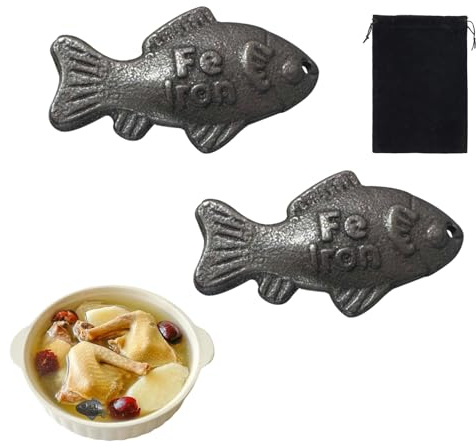 2 Pack Iron Fish Reduce the Risk of Anemia Perfect for Vegans, Athletes | Iron Fish for Iron Deficiency for Home and Kitchen Decoration, Given to Family& Friends Cast Irons Figurine for Women & Kids