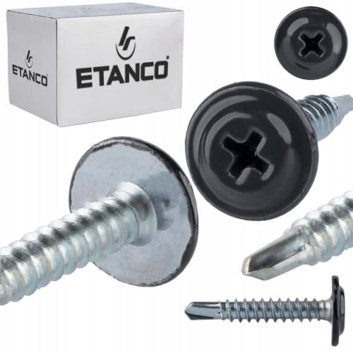 ETANCO GM-B Lot de 250 vis autoperceuses 4,2 x 25 mm RAL 7016 Gris anthracite - Vis autoperceuses pour acier et toit - Vis métalliques