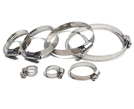 Worm Drive Hose Clips, Pack of 2 Stainless Steel Worm Gear Adjustable Hose Clamp 200-400mm for Water Pipe(200-330 12mm-02)