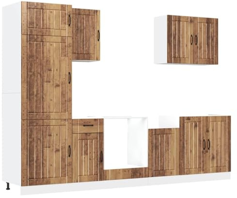 Mhdvray Lucca - Juego de muebles de cocina modular (7 piezas, con armario para horno, fregadero y panel para lavavajillas)
