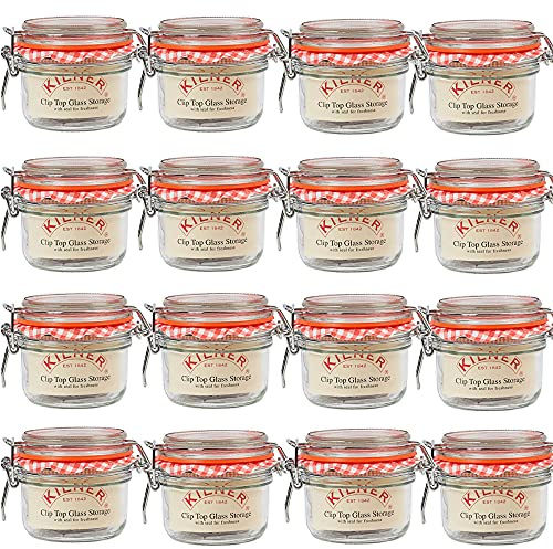 12 x Kilner Clip Top Glass Storage Jar - Round 125ML - Preserving jars