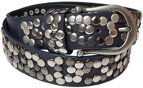 styleBREAKER Damen Nietengürtel mit unterschiedlichen Nieten, Kunstleder Gürtel Einfarbig, Damengürtel kürzbar 03010008, Farbe:Dunkelblau, Größe:80cm