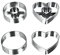 Metaltex - Stampi a espulsione per Biscotti Doppi/Occhio di Bue, in Acciaio Inox, Motivo a Doppio Cerchio e Doppio Cuore, 4 pz, Colore Argentato