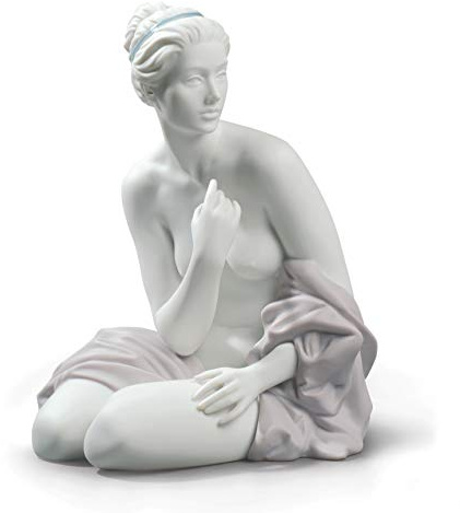 LLADRÓ Frauen-Figur Sitzende Schwimmerin. Nackte Frau. Porzellan.
