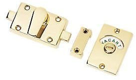 IRONMONGERY WORLD® Vacant, Engaged, Toilet, Bathroom Door Lock Indicator Bolt in 2 FINISHES (Polished Brass)