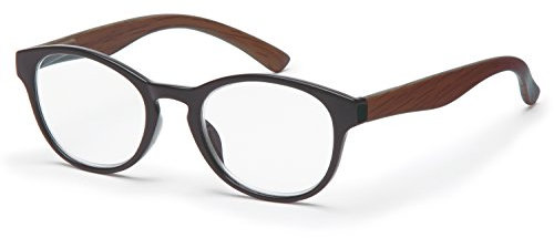 Filtral runde Lesebrille in Pantoform/Moderne Lesehilfe aus Kunststoff mit Federbügel/Vollrand in schwarz/braun, 2,00 dpt. F4542076