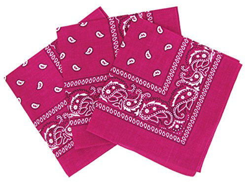 Set di 3 bandane Paisley, foulard in cotone con motivo cashmire, vendute in confezione da 3, fucsia, taglia unica.