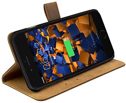 mumbi Ledertasche im Bookstyle für iPhone 8 Plus / 7 Plus Tasche braun