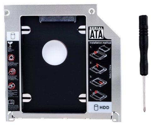 RGBS 2nd Disque Dur Plateau - Compatible avec Les disques durs de 2,5 9,5mm SATA HDD SSD - 2ème Disque Dur Adaptateur pour Apple MacBook Pro Unibody 13 15 17 Super Drive