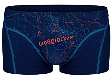 EIN SCHÖNER FLECK ERDE. Herren Boxershorts Großglockner, Bio-Baumwolle, Fair produziert, Alpines Design, Bedruckt, Tiefblau, M