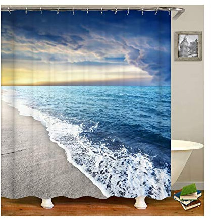 Daesar Badewannen Duschvorhang 150x180 Strand Meer Anti Schimmel Duschvorhang Waschbar Polyester-Stoff