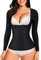 Bafully Women Compression Shapewear Tops Long Sleeves Waist Trainer Vest Underbust Tummy Control Body Shaper Black