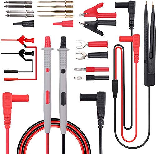 DollaTek Kit di puntali Multimetro Elettrico 21 in 1 Cavo di Prova con Morsetti a Coccodrillo Sonda di Prova Cavo multimetro a Spina a Banana per Tester di Tensione