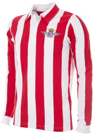 COPA Football - Retro Fußballtrikot Herren - Atletico Madrid 1939/40 - Rot - Weiß - 100% Flammenbaumwolle - Größe L