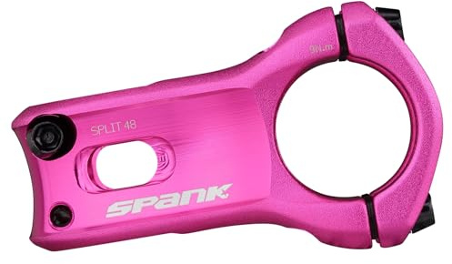 Spank Split Enduro Trail Shotpeen Anodized Bicycle Stem (48mm), Universal Fit, Cycling Stem, Mountain Bike Stem, Bar Clamp, Shotpeen Anodized Stem, CNC-optimised (Pink)