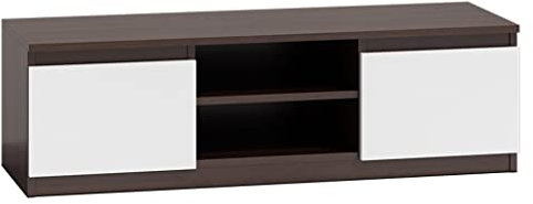 ADGO RTV 120 - Meuble TV avec 2 armoires et 2 étagères - 120 x 40 x 36 cm - Pour TV - Avec espace de rangement - Long - Wenge/Blanc
