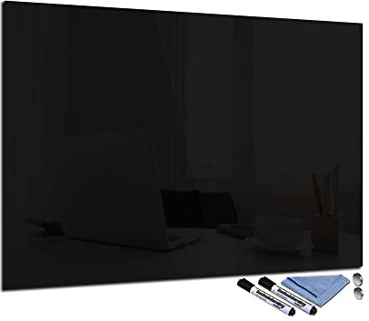 Glas-Magnettafel Schwarz 70x100 cm Whiteboard Wand Beschreibbar Magnetisch Pinnwand Küche Office mit Zubehör Wochenplaner Abwischbar Deko Memoboard Tafel
