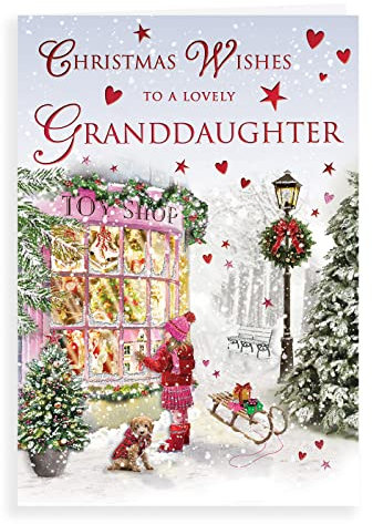 Piccadilly Greetings Traditionelle Weihnachtskarte für Enkelin, 22,9 x 15,2 cm, Regal Publishing (C85406)