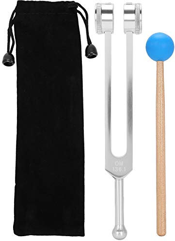 OM 136.1Hz Yoga Stimmgabel, tragbares Aluminium sensorisches Stimmgabel-Set Klangheilung Musikinstrument mit Hammer und Saitenziehbeutel für DNA Heilung, Klangtherapie, Meditation