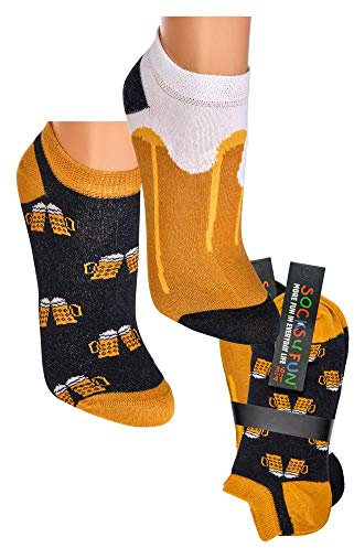 Socks4Fun Damen Jungen Herren Sneakersocken (2 Paar) bunt 42-47 Bier