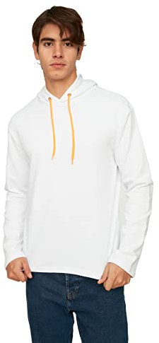 Trendyol White Herren Hooded Normal Fit Sweatshirt, weiß,