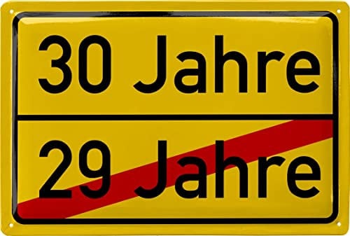 LANOLU Retro Blechschild 30 Schild Geburtstag - 30er Schild ORTSSCHILD - Verkehrsschild Deko 30 Geburtstag Mann, 30 Geburtstag Deko, 20x30 cm