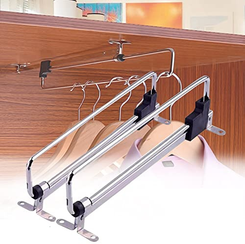 2er Set Kleiderbügelhalter ausziehbar 30-55 cm | ausziehbare Kleiderstange für Schrank | Kleiderbügelauszug zum Schrauben | platzsparende Kleiderstange für Kleiderbügel & Hosenbügel | Schrankzubehör