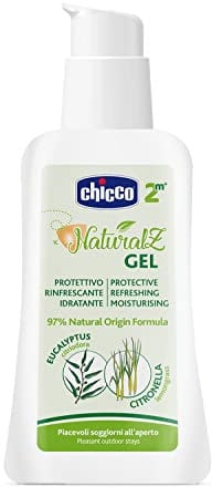 CHICCO NaturalZ Gel Protettivo, 60 ml, Protezione Naturale durante la Stagione Estiva, Con citronella ed Eucalipto, Protezione giorno e notte