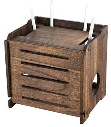 BEARUT Wooden Wireless WiFi Router Storage Box Modem Router Cover Wood Shelf Power Strip and Cable Management Hider Rack Office Desktop Organizer Shelves Rural Need Assembly