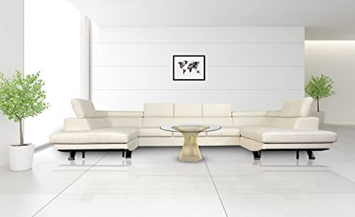 Quattro Meble Echtleder Ecksofa Varsovia U-Form 193x370x193 cm Sofa Couch mit Schlaffunktion und mit Kopfstützen Echt Leder Eck Couch viele Farben