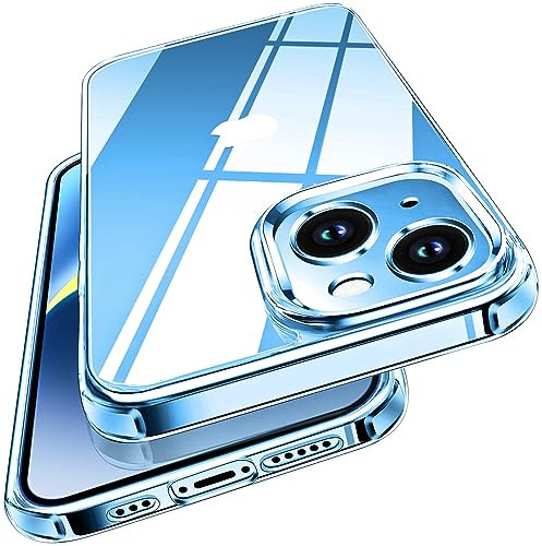 ivoler Anti-Jaunissement HD Clair Coque Compatible avec iPhone 15 6.1 Pouces, [Protection Caméra] Mince Transparent Étui de Protection en Silicone Antichoc, Rigide PC Bumper Housse