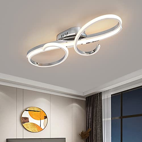 Bellastein LED Design Deckenlampe Modern Wohnzimmer Pendelleuchte Dimmbar Esszimmer Hängelampe Metall Chrom Deckenleuchte für Esszimmer Schlafzimmer Wohnzimmer (Chrom, L100cm)