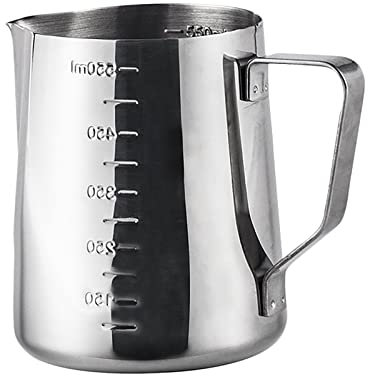 Camidy Espresso Milk Frothing Pitcher 20oz/ 600ml Stainless Steel Milk Frother Cup Milk Steaming Pitcher with Measurements Inside Outside for Cappuccino Latte Art Cup Steaming Pitcher