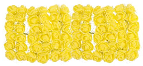 sourcing map Artificial Rose Flower Heads, Yellow Mini Faux Flowers 0.8 Inch-1 Inch for DIY Craft Wedding and Party Decoration Pack of 72