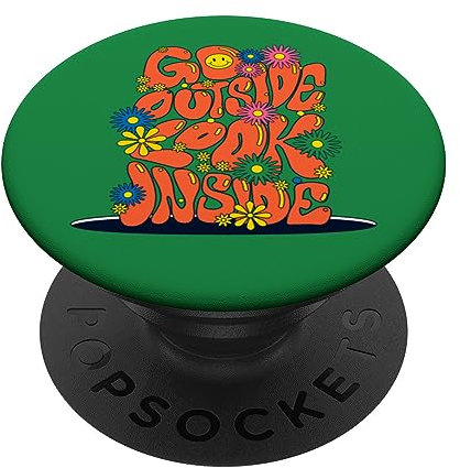 Go Outside Look Inside Typografie - Blumen Lächeln Gesicht PopSockets mit austauschbarem PopGrip