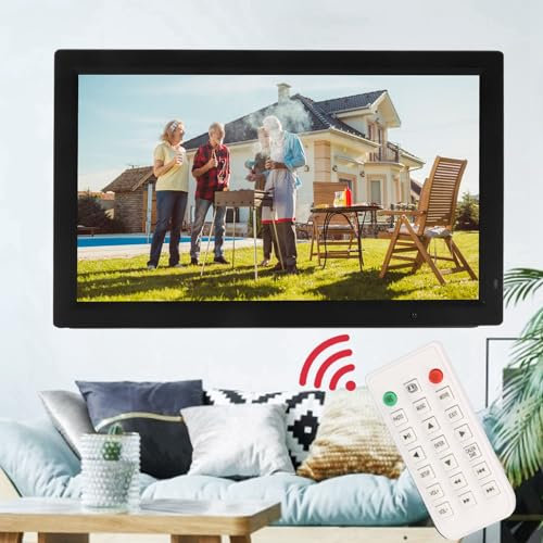 24 Zoll Digital Fotorahmen, 1080P HD Digital Bilderrahmen mit Körpersensor, Unterstützung für die Videowiedergabe, Elektronisches Fotoalbum Als für Freunde (EU-Stecker)