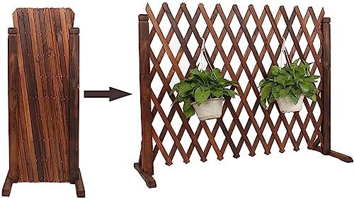 DameCo Einziehbarer Holzzaun, Gartenzaun, Holzzaun für den Außenbereich, einziehbarer Holzzaun, gespanntes Gitter aus massivem Holz (70 x 160 cm) (Größe: 80 x 160 cm) Interesting