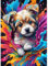 DOMROM Hund Diamond Painting, Tier Diamant Painting Bilder Erwachsene, Bunt Diamant Malerei Kits Kinder 5D Diamant Art Painting Strass Stickerei Malerei Painting Set für Home Décor 30x40cm